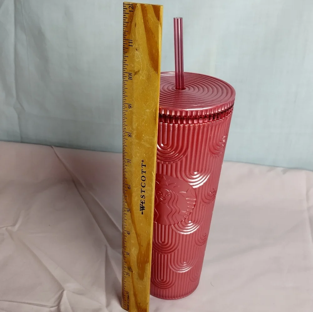 Starbucks 2023 Fall Pink Shimmer Shell Mermaid Scales Cold Cup Tumbler 24 oz